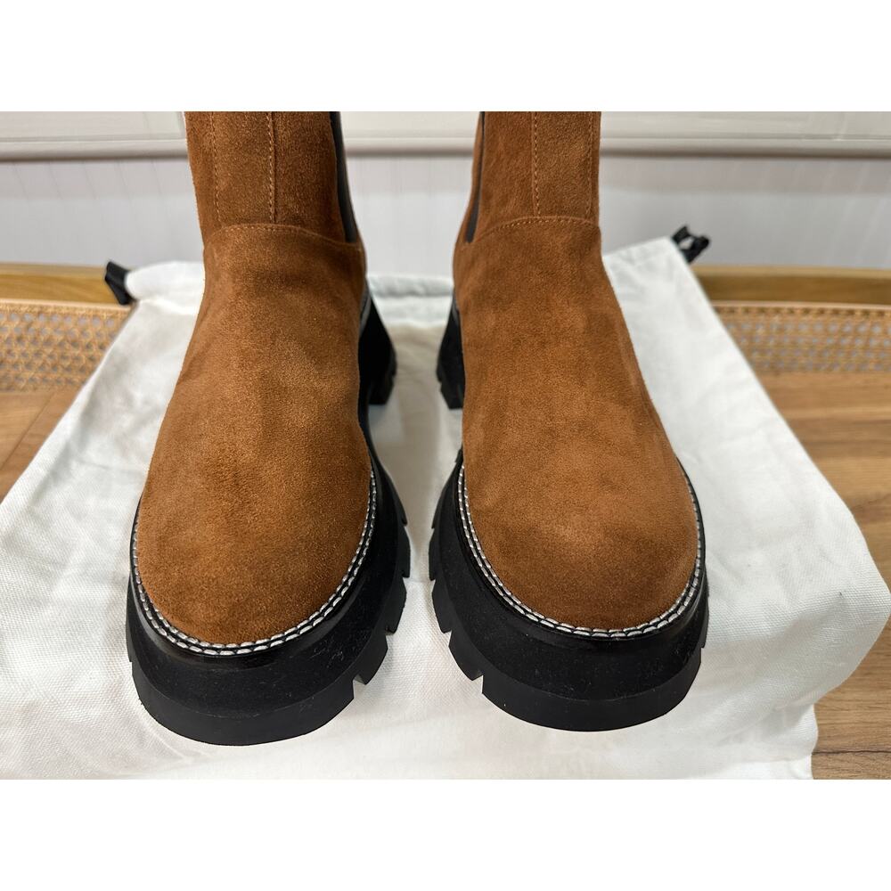 3.1 Phillip Lim Kate Lug Sole Mid Calf Combat Boot Saddle Brown Suede Sz. 10 NIB - Picture 7 of 15